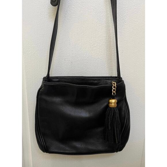 vintage Tignanello black leather shoulder bag - Picture 1 of 14